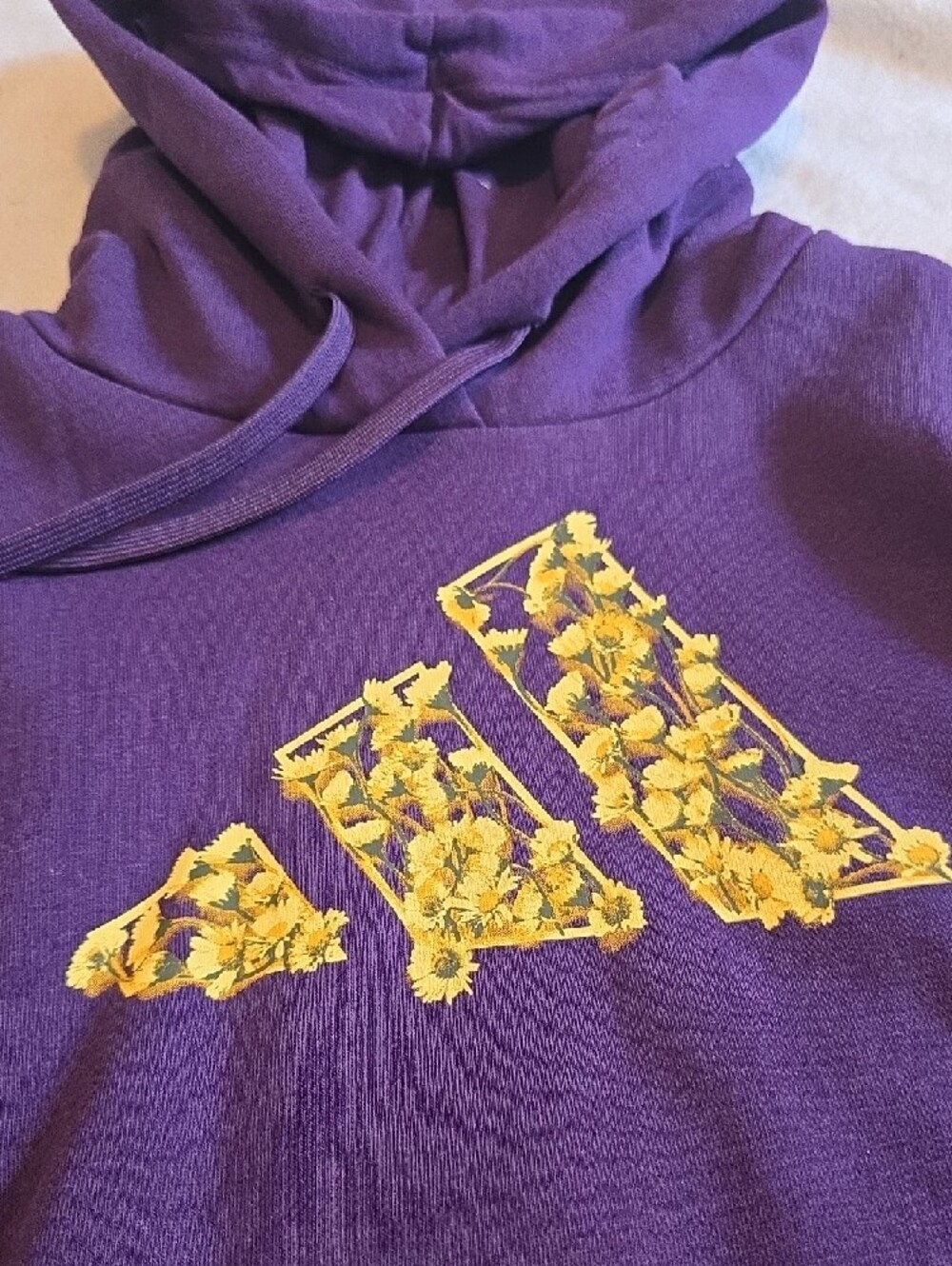 adidas Purple Hoodie with Yellow Floral Logo